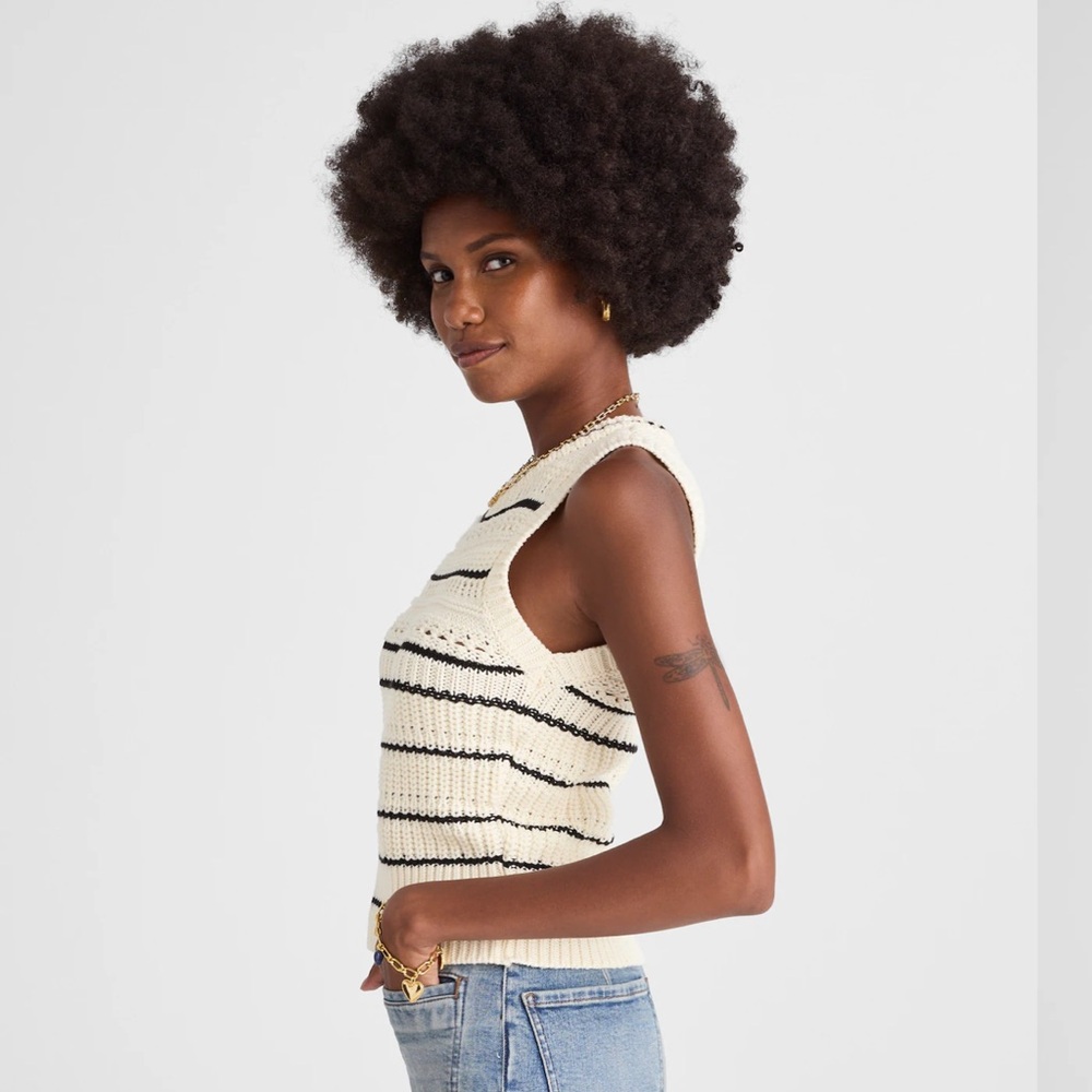 NWT Madewell Striped Sweater Vest in 100% Cotton in Size Small - Picture 3 of 9